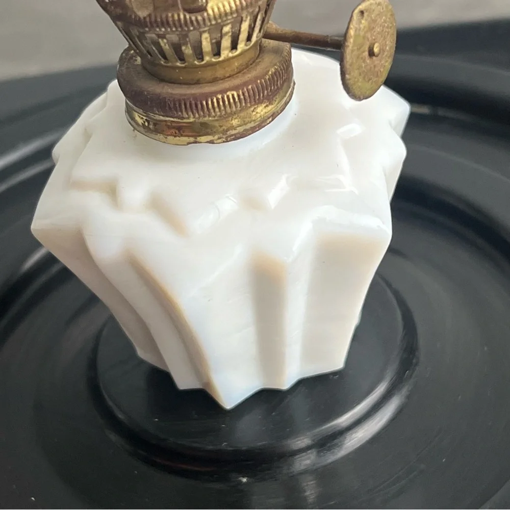 Milk Glass Oil Lamp Art Deco